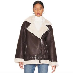 WeWoreWhat Suede Sherpa Moto Jacket